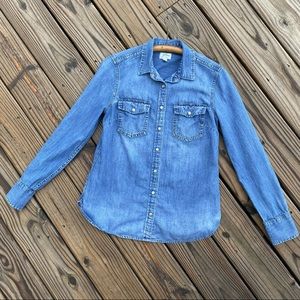 J. Crew Western Chambray Snap Front Shirt